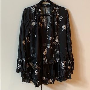 Black floral long sleeve dress